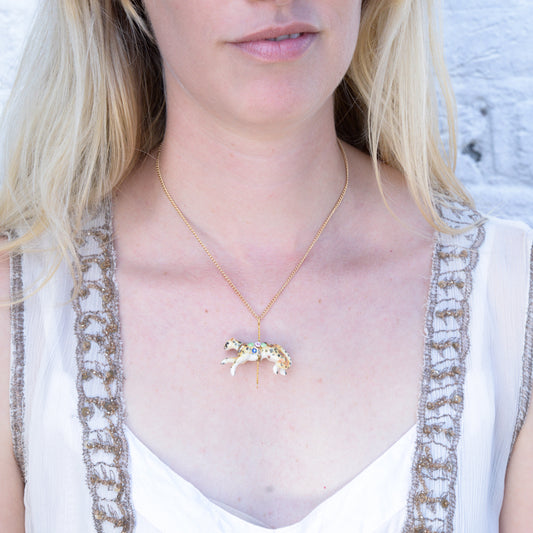 Small Porcelain Cheetah Pendant