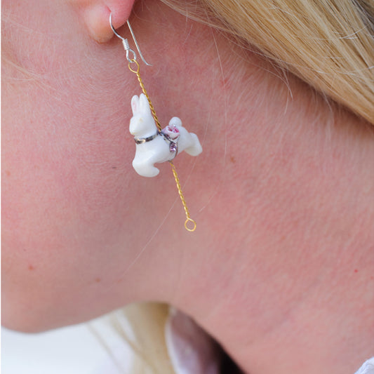 Porcelain Rabbit Drop Earrings