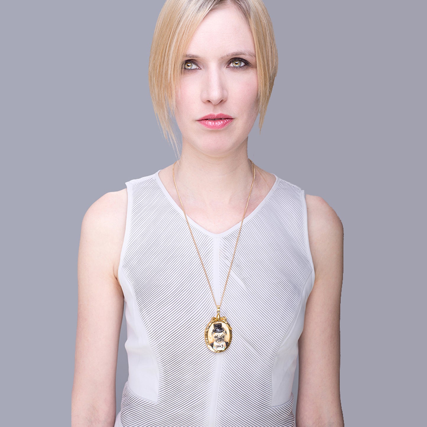 Porcelain Pug Portrait Pendant