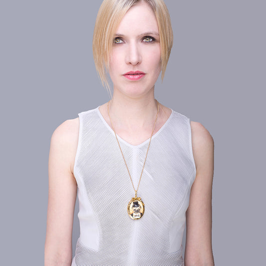 Porcelain Pug Portrait Pendant