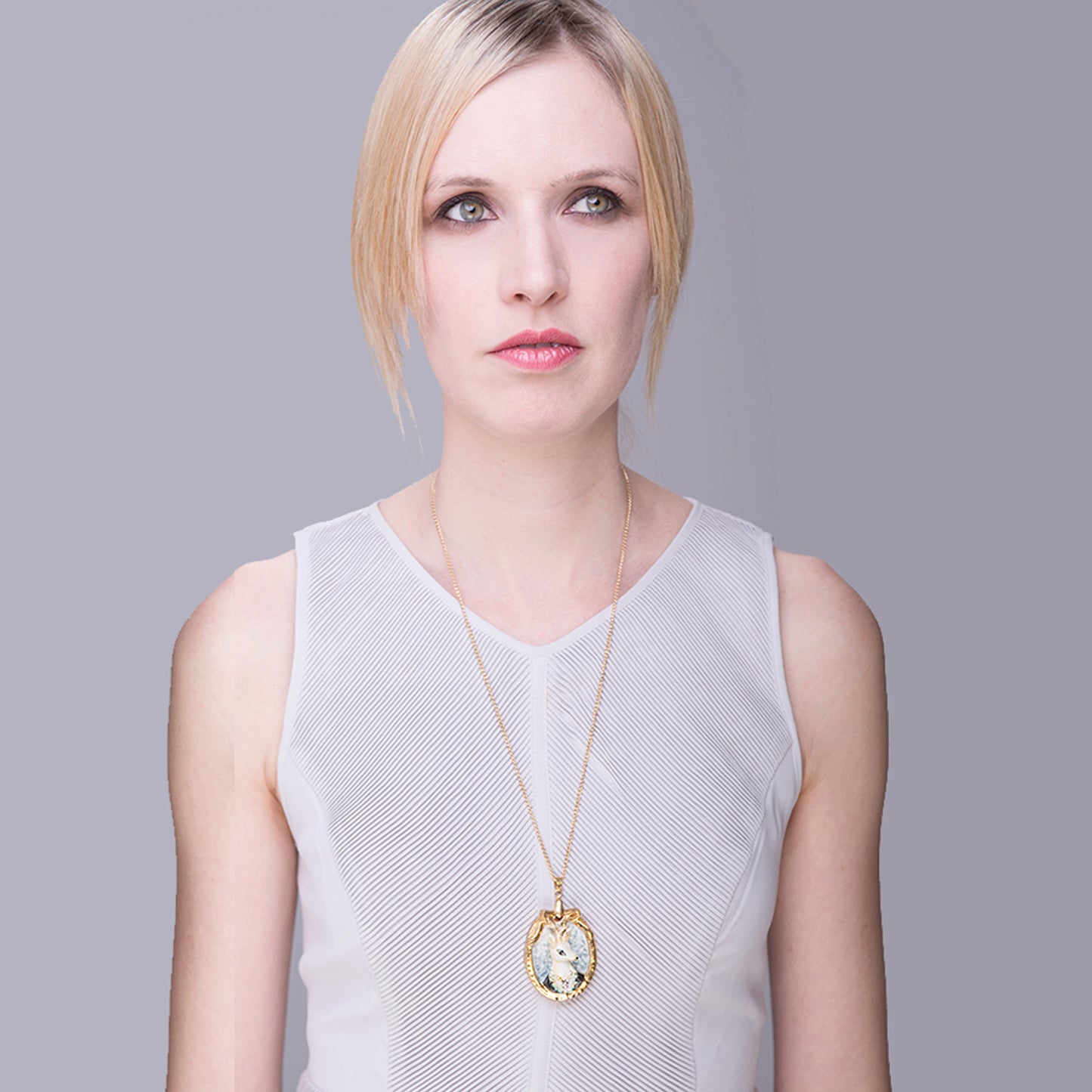 Porcelain Stag Portrait Pendant