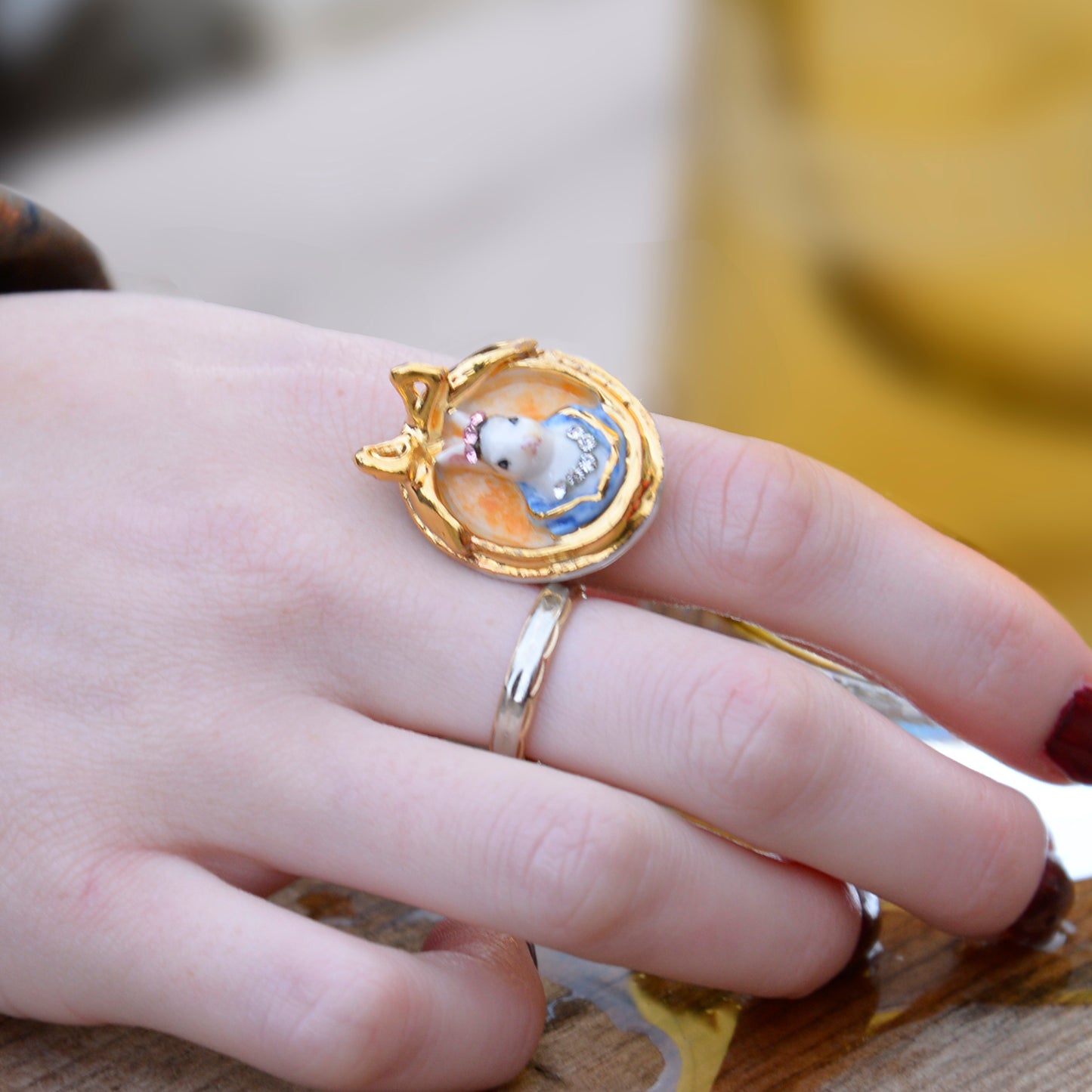 Princess Cottontail Bunny Portrait Ring