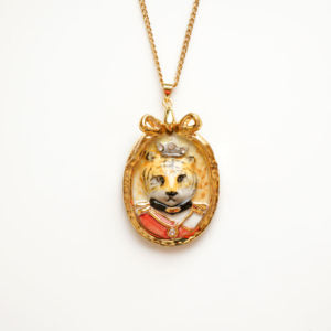 Porcelain Tiger Cameo Portrait Pendant. A stunning statement pendant.