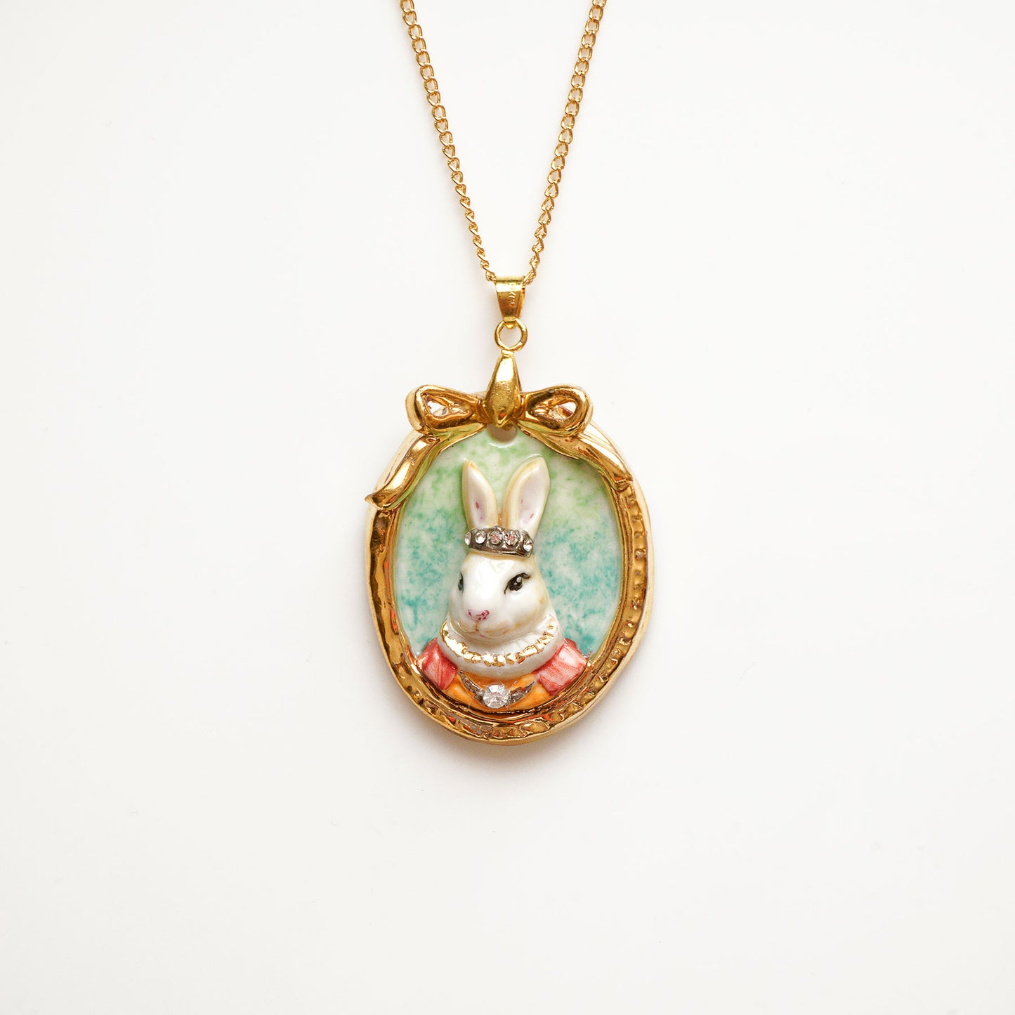 Porcelain Rabbit Portrait Pendant