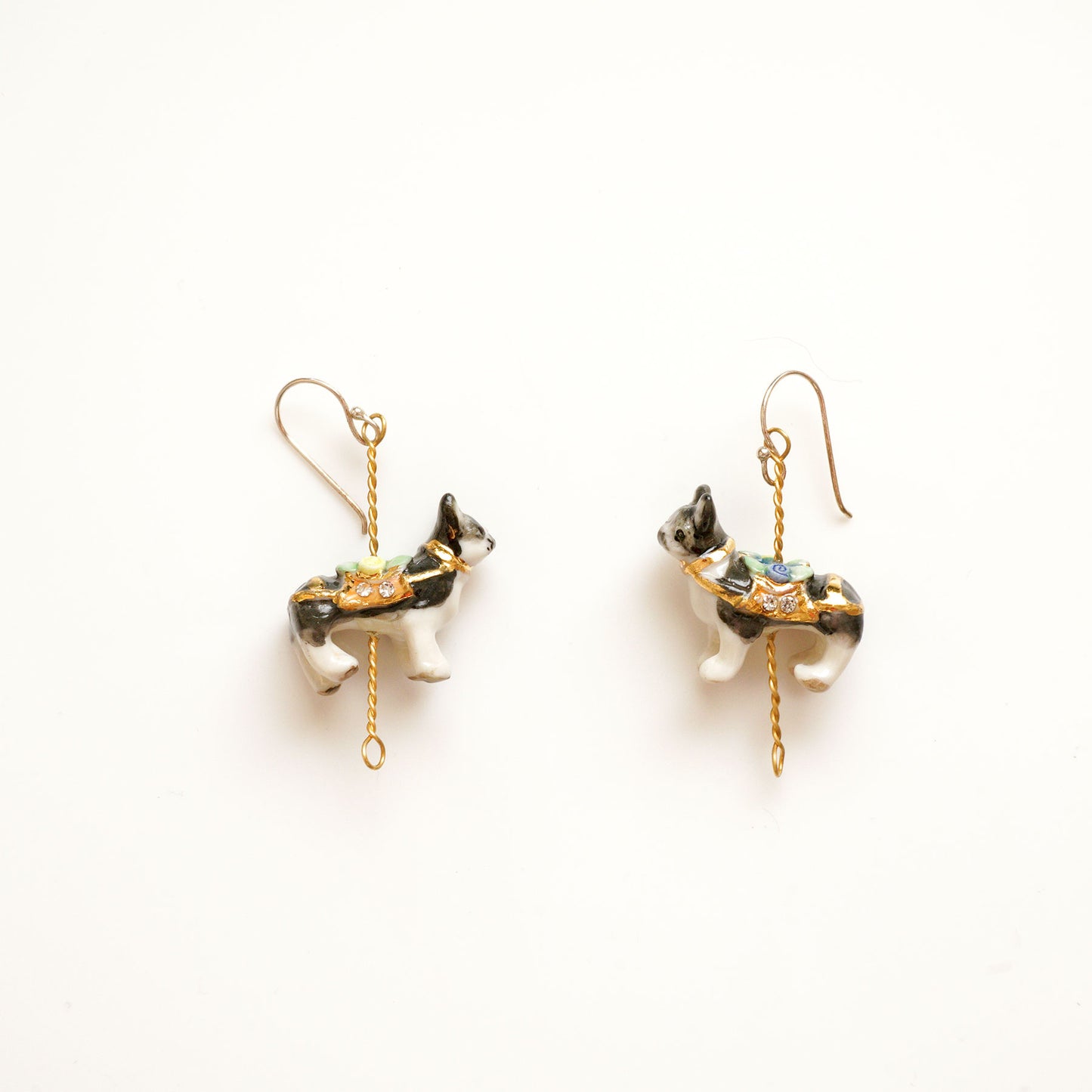 Porcelain French Bulldog Drop Earrings