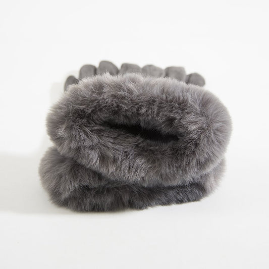 Grey Faux Fur Gloves