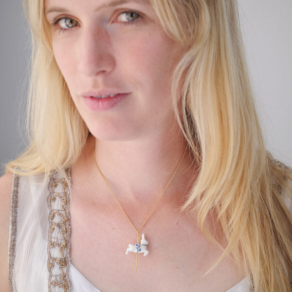 Small Porcelain Rabbit Pendant