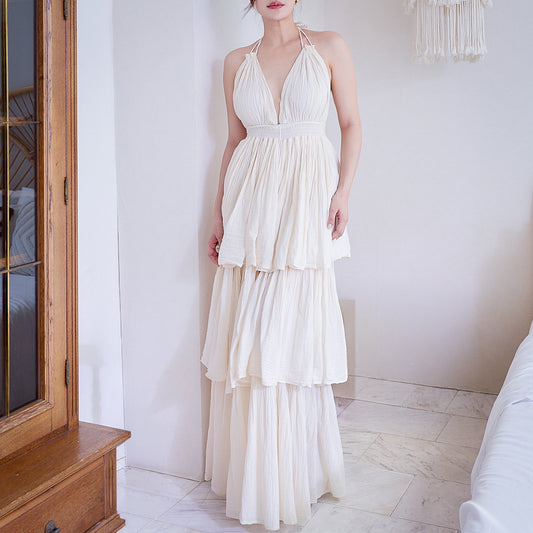Flowing Halter Tiered Dress