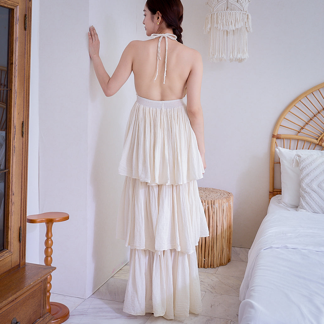 Flowing Halter Tiered Dress