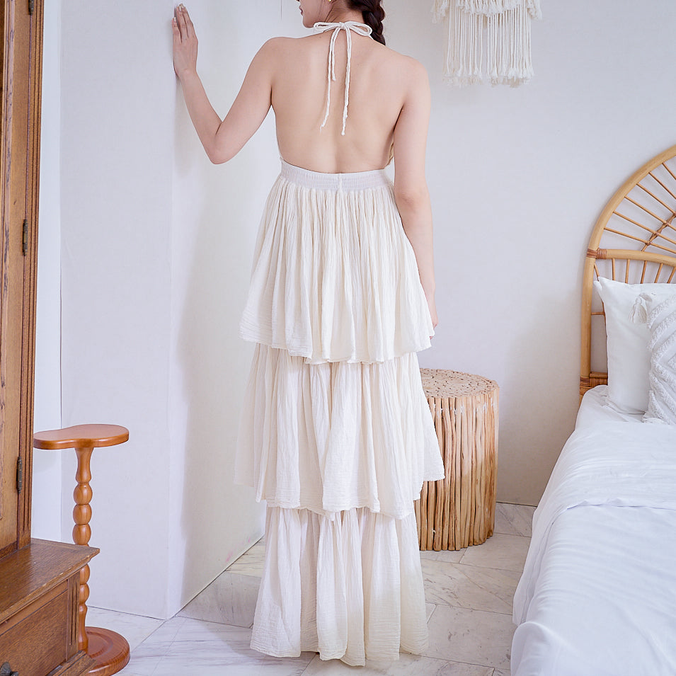 Flowing Halter Tiered Dress
