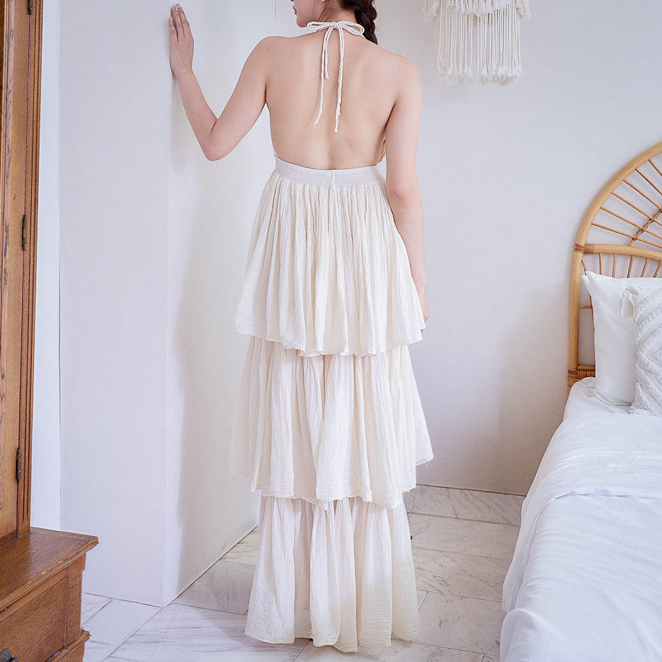 Flowing Halter Tiered Dress
