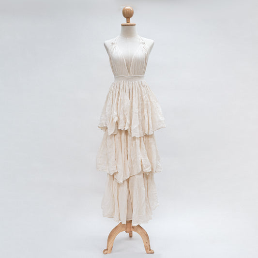 Flowing Halter Tiered Dress