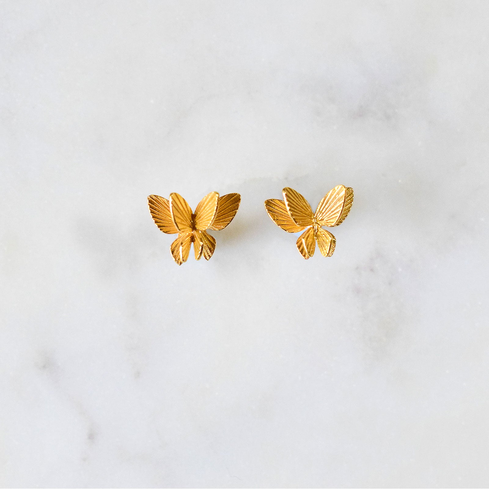 Sterling Silver Gold Plated Butterfly Stud Earrings