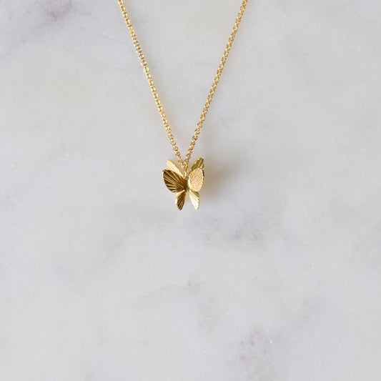 Sterling Silver Gold Plated Butterfly Necklace
