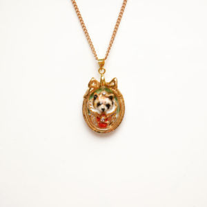 Small Red Panda Cameo Portrait Pendant Necklace