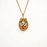 Small Red Panda Cameo Portrait Pendant Necklace