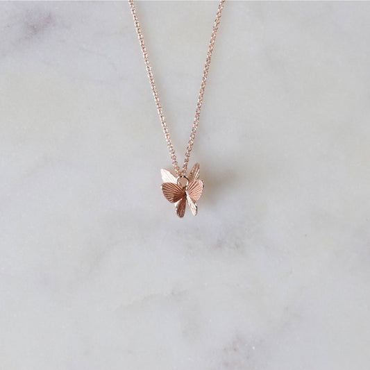 Sterling Silver Rose Gold Plated Butterfly Necklace
