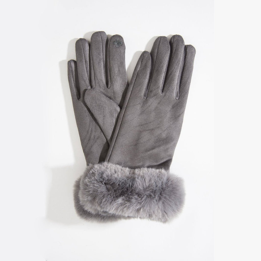 Grey Faux Fur Gloves