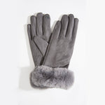 Grey Faux Fur Gloves