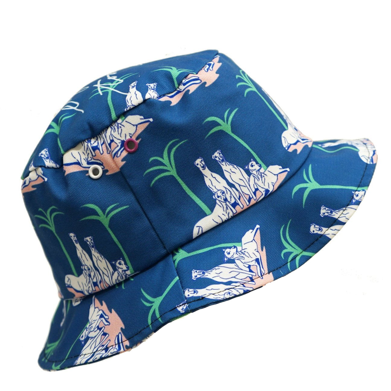 Greyhound and Palm Tree Bucket Hat