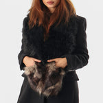 Black Natural Faux Fur Pocket Scarf