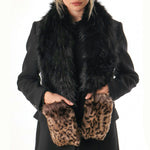 Black Natural Leopard Faux Fur Pocket Scarf