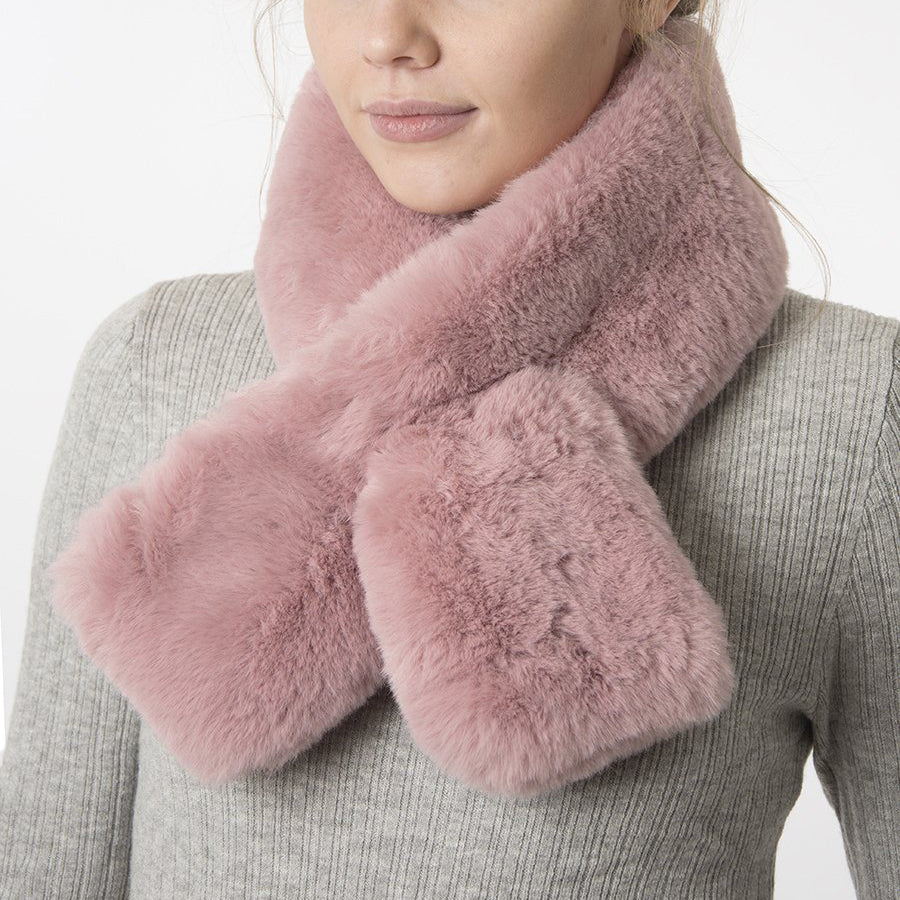 Pink Faux Fur Short Scarf